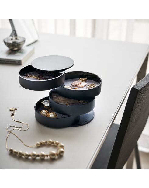 Zwarte juwelendoos - D.10 cm