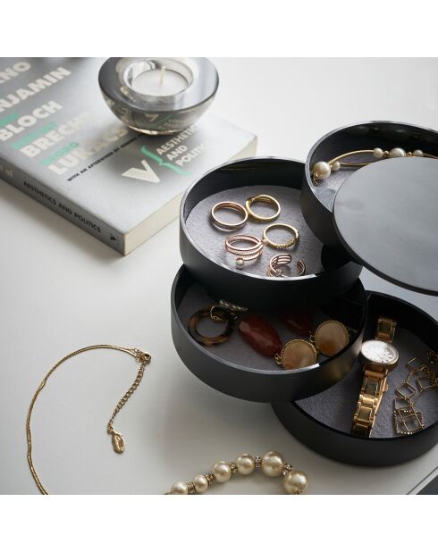 Zwarte juwelendoos - D.10 cm