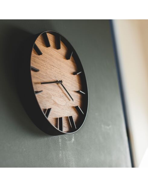 Horloge Yam noir/bois - D.26.5 cm