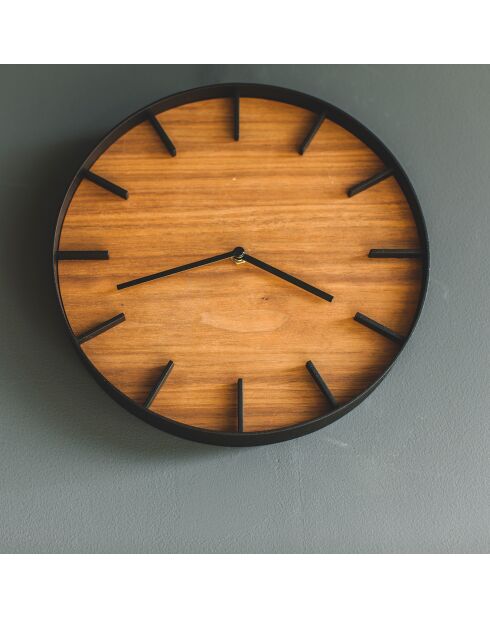 Horloge Yam noir/bois - D.26.5 cm