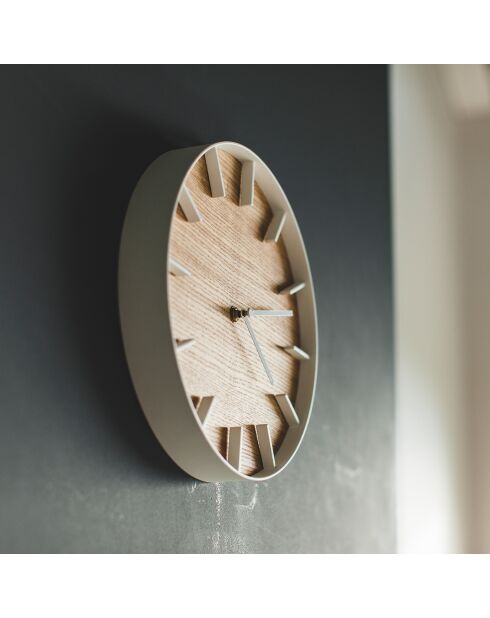 Horloge Yam bois/blanc - D.26.5 cm