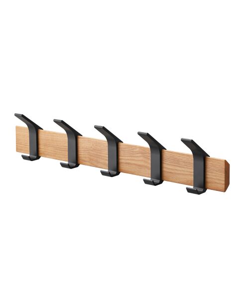 Porte-manteaux adaptable noir/bois - 50x6.5x10 cm