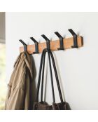 Porte-manteaux adaptable noir/bois - 50x6.5x10 cm