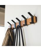 Porte-manteaux adaptable noir/bois - 50x6.5x10 cm