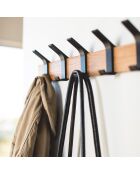 Porte-manteaux adaptable noir/bois - 50x6.5x10 cm