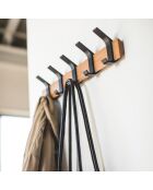 Porte-manteaux adaptable noir/bois - 50x6.5x10 cm