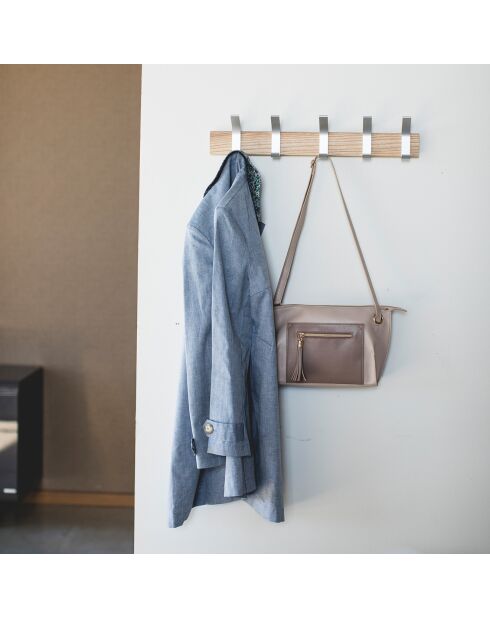 Porte-manteaux adaptable bois/acier - 50x6.5x10 cm