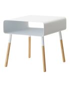 Table d'appoint chevet blanc/bois - 35x35x35 cm