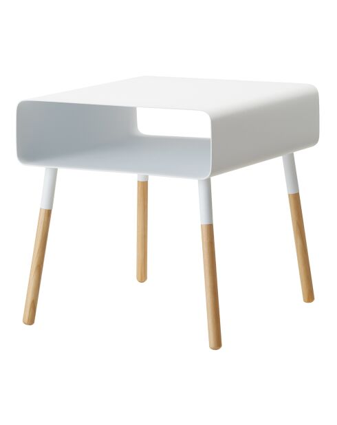 Table d'appoint chevet blanc/bois - 35x35x35 cm