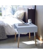 Table d'appoint chevet blanc/bois - 35x35x35 cm