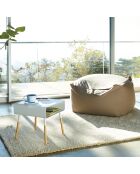 Table d'appoint chevet blanc/bois - 35x35x35 cm