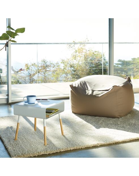 Table d'appoint chevet blanc/bois - 35x35x35 cm