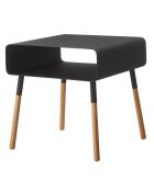 Table d'appoint chevet noir/bois - 35x35x35 cm