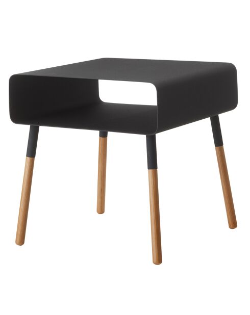 Table d'appoint chevet noir/bois - 35x35x35 cm