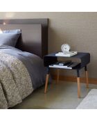Table d'appoint chevet noir/bois - 35x35x35 cm