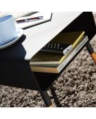 Table d'appoint chevet noir/bois - 35x35x35 cm