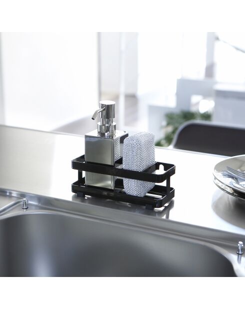 Porte-savon & éponge à ventouse noir - 18x8x6 cm