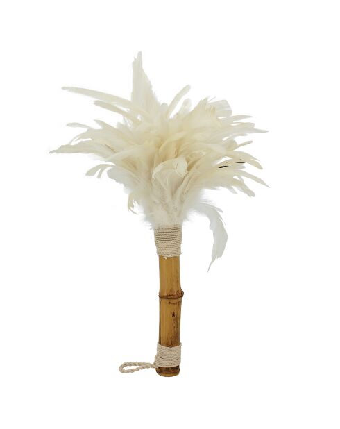 Spolverino decorativo in bambù e piume Kemoa bambù/bianco - 15x15x35 cm