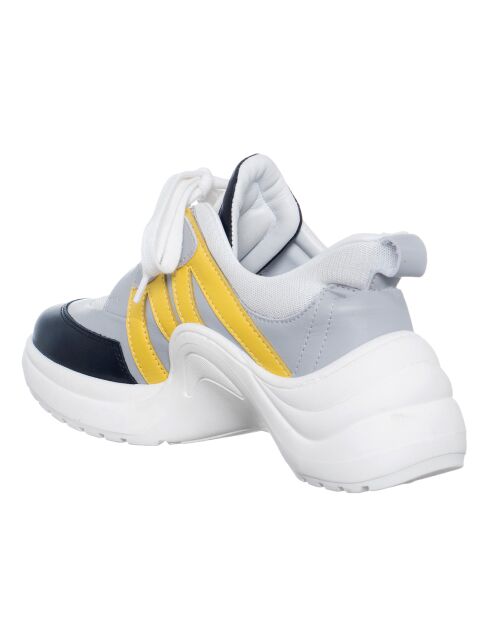 Sneakers en Cuir Bianca blanc/gris/noir/jaune - Talon 5 cm