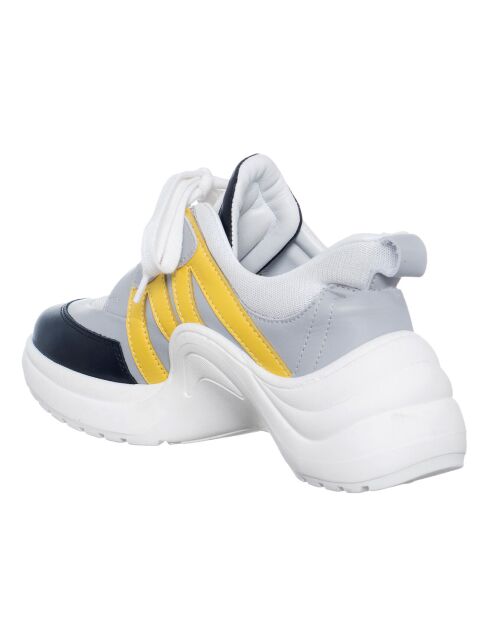 Sneakers en Cuir Bianca blanc/gris/noir/jaune - Talon 5 cm