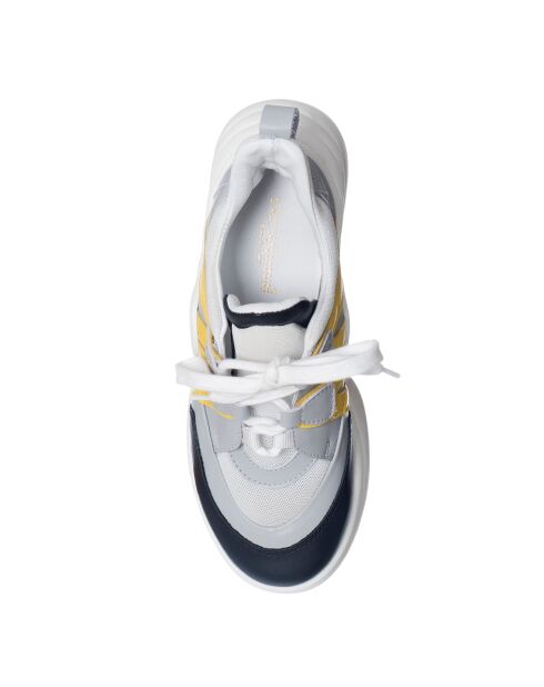 Sneakers en Cuir Bianca blanc/gris/noir/jaune - Talon 5 cm