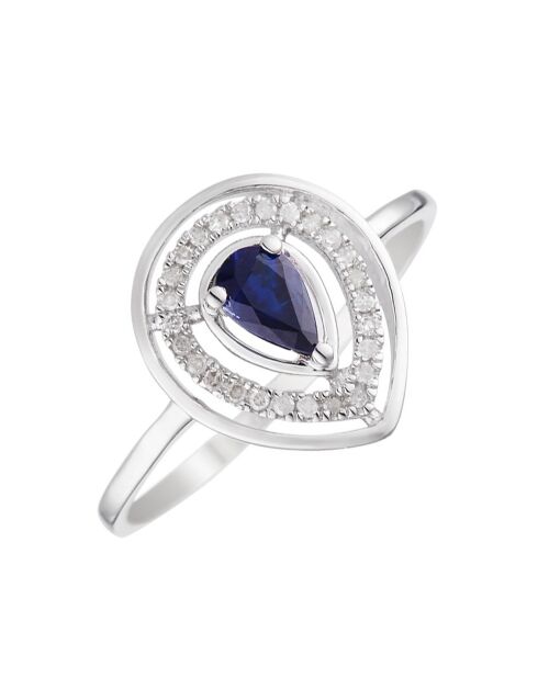 Bague Océane Diamants 0.09 ct & Saphir 0.30 ct or blanc