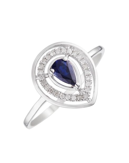 Bague Océane Diamants 0.09 ct & Saphir 0.30 ct or blanc