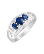 Bague Indus Diamants 0.08 ct Saphirs 1.07 ct Or Blanc