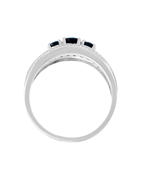 Bague Indus Diamants 0.08 ct Saphirs 1.07 ct Or Blanc