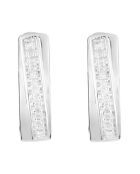 Boucles d'Oreilles Créoles Passion Or Blanc Diamants 0.08 ct