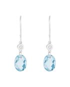 Boucles d'Oreilles Olivia Diamants 0.07 ct & Topazes Bleues 5.40 ct or blanc