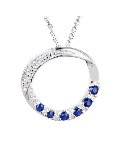 Collana e catena con diamanti Zante 0,003 ct e zaffiri 0,25 ct in oro bianco