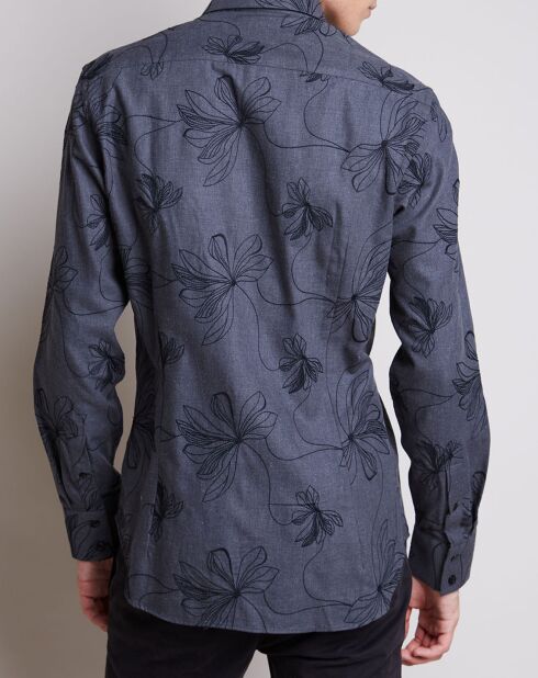 Camicia slim grigia ricamata