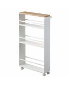 Étagère de rangement roulante blanc/bois - 13x47.5x80.5 cm
