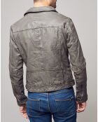 Grijze leren bodyjas