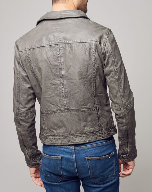 Grijze leren bodyjas