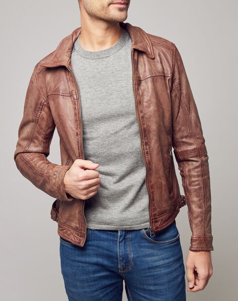 Cognac leren jack Boddy