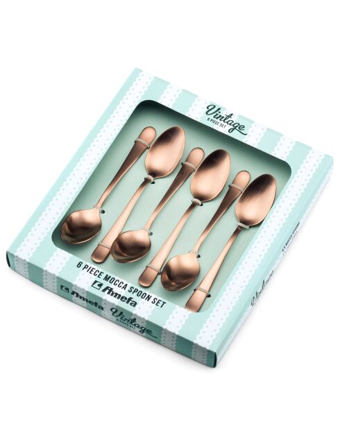 6 cuillères à expresso moka texas cuivre mat