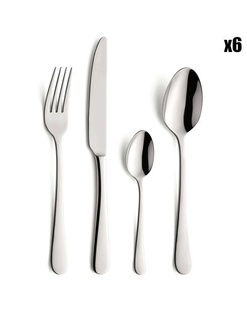 Ménagère texas inox brillant - 24 pièces