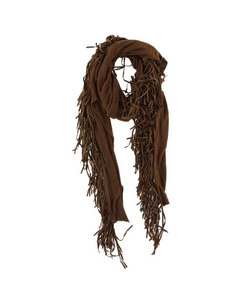 Écharpe avec franges en Cuir camel - 220x92 cm