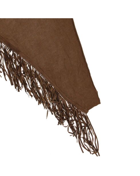Écharpe avec franges en Cuir camel - 220x92 cm