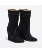 Bottines en Velours de Cuir noires - Talon 10 cm