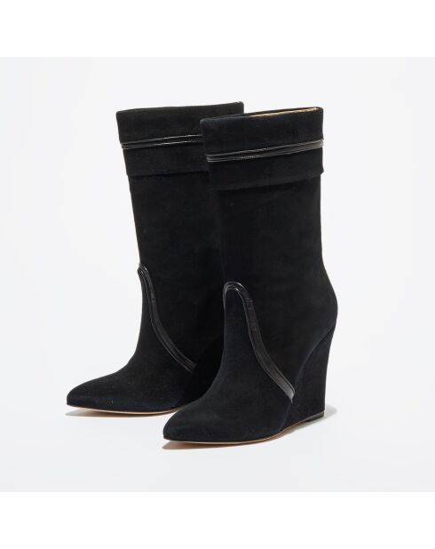 Bottines en Velours de Cuir noires - Talon 10 cm