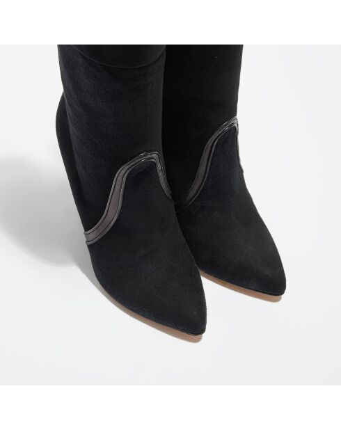 Bottines en Velours de Cuir noires - Talon 10 cm