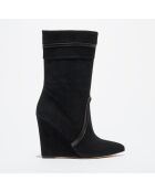 Bottines en Velours de Cuir noires - Talon 10 cm