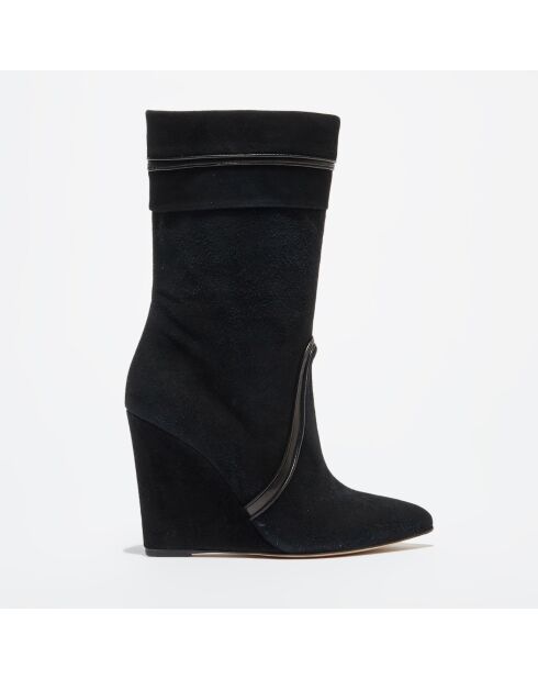 Bottines en Velours de Cuir noires - Talon 10 cm