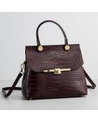 Sac à main en Cuir croco  Emy bordeaux - 27x19x12 cm