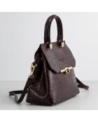 Sac à main en Cuir croco  Emy bordeaux - 27x19x12 cm
