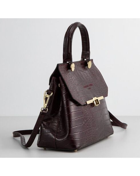 Sac à main en Cuir croco  Emy bordeaux - 27x19x12 cm