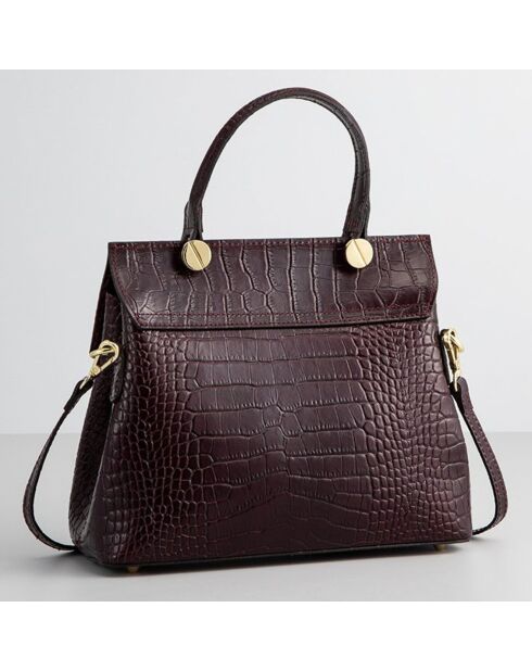 Sac à main en Cuir croco  Emy bordeaux - 27x19x12 cm